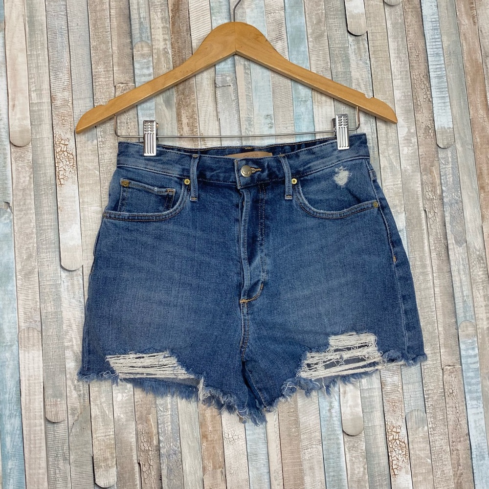 Joe's Jeans 26 The Smith High Rise Cut Off Ripped Shorts Medium Blue Skyler Wash